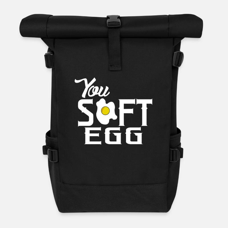 Du weiches Ei - Rolltop Rucksack - Schwarz