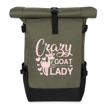 Crazy goat lady - Roll Top Backpack - olive/black - Front