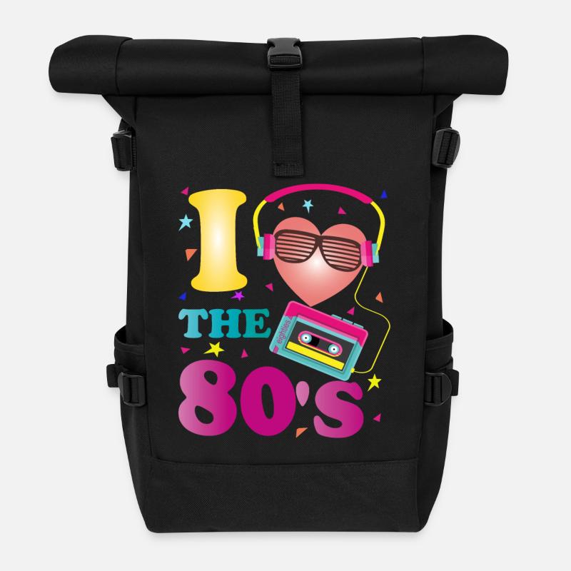 J'aime les années 80 - Sac à dos roll top - noir