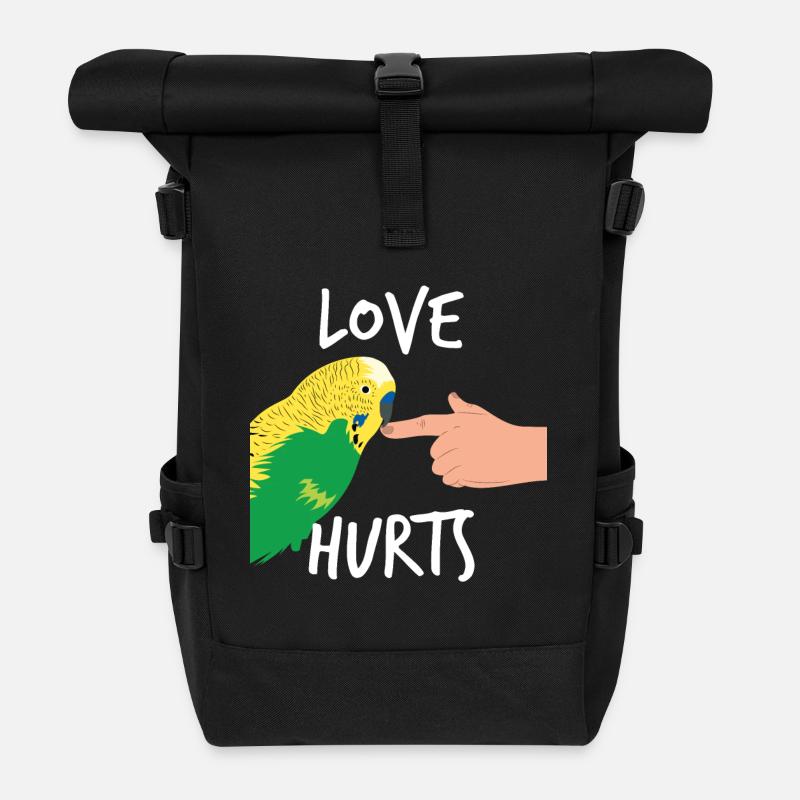 Budgie T-Shirt Parrot Funny Gift - Roll Top Backpack - black