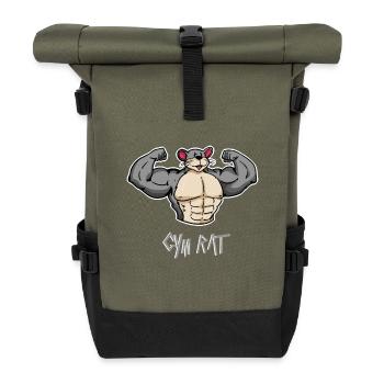 Fitness Rate - Mouse - Weightlifting - Bodybuilder - Roll Top Backpack - olive/black - Front