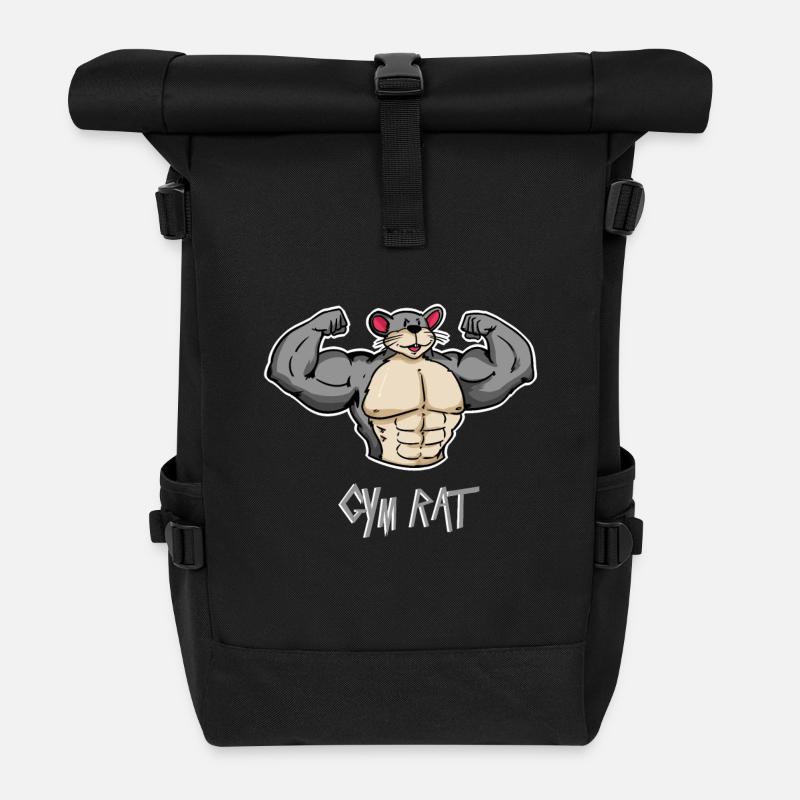 Fitness Rate - Maus - Kraftsport - Bodybuilder - Rolltop Rucksack - Schwarz