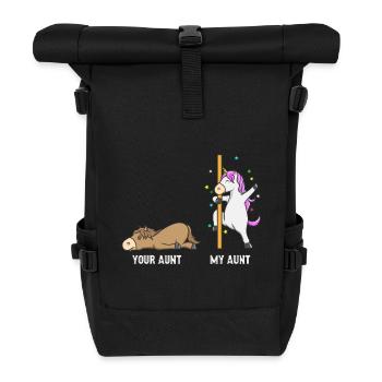 Einhorn Pferd Deine Tante Meine Tante Geschenk EN - Rolltop Rucksack - Schwarz - Vorne