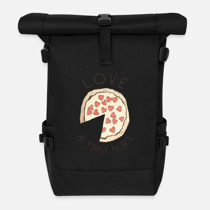 Pizza Love At First Slice - Rolltop Rucksack - Schwarz