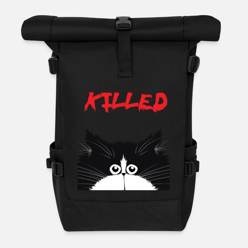 Neugierige Katze - Rolltop Rucksack - Schwarz