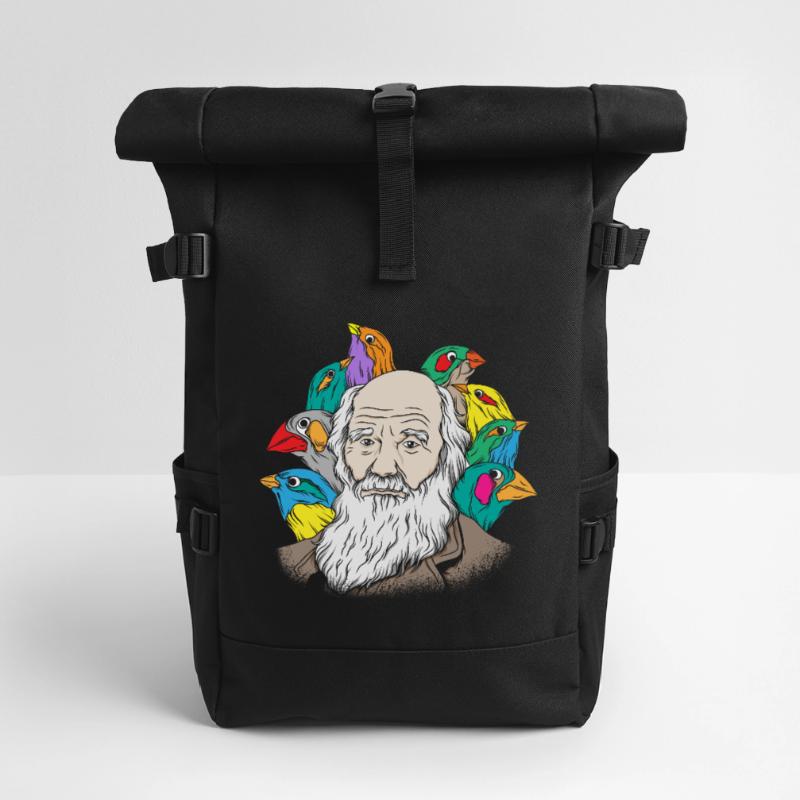 Charles Darwin Portrait Geschenk Evolution Rolltop Rucksack