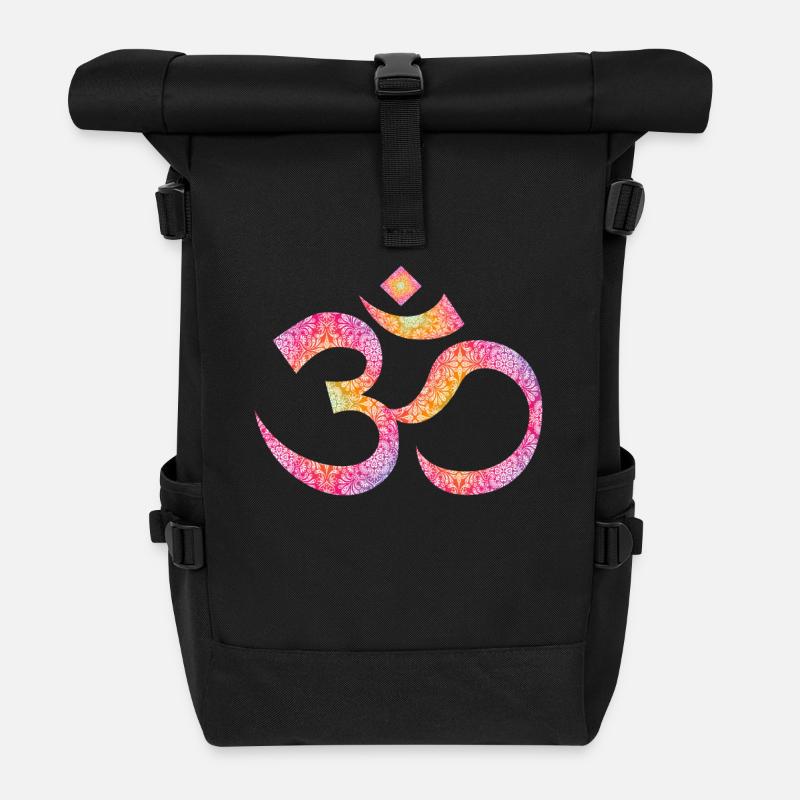 OM Mandala - Rolltop Rucksack - Schwarz