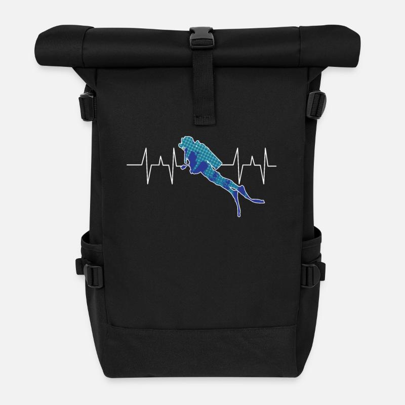 Tauchen - Taucher - Scuba Diving - Herzschlag - Rolltop Rucksack - Schwarz