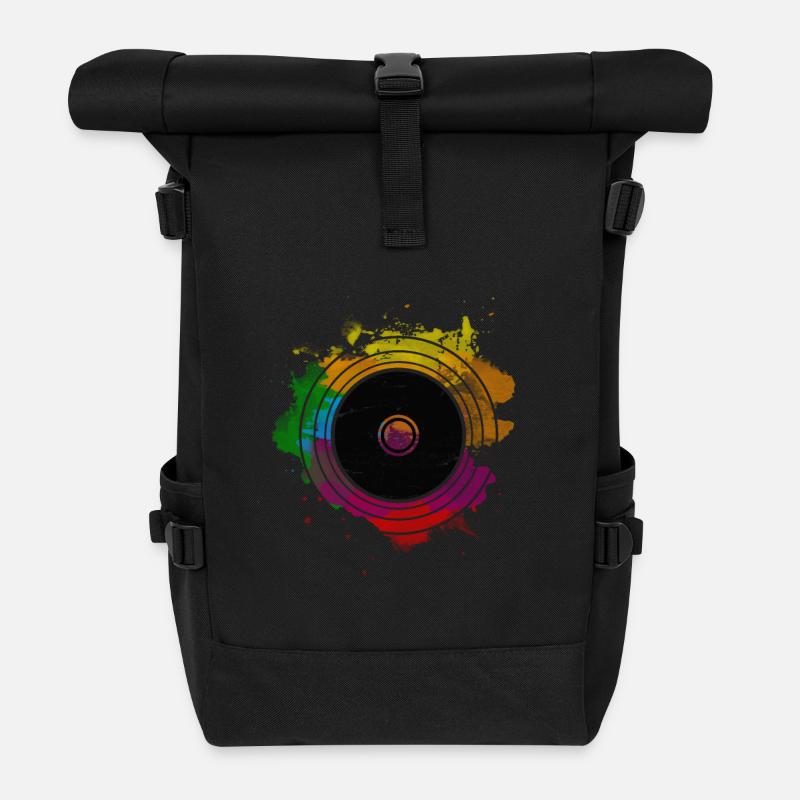 VINYL record - Roll Top Backpack - black