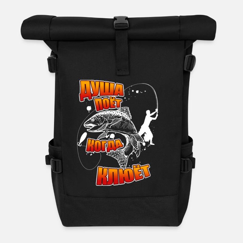Angler Angeln Russisch Ribalka Geschenk Рыбалка Ru - Rolltop Rucksack - Schwarz