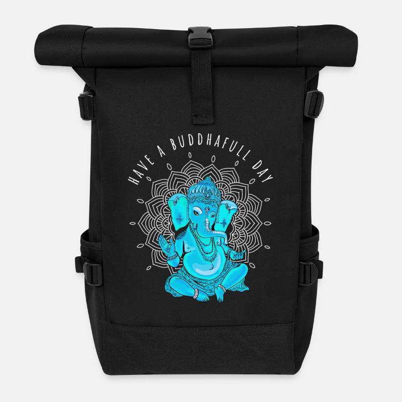 buddha ganesha yoga namaste elefant meditation om - Rolltop Rucksack - Schwarz