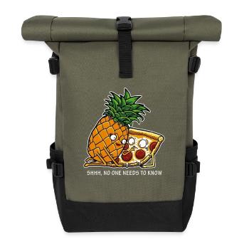 Pizza und Ananas - Rolltop Rucksack - Olive/Schwarz - Vorne