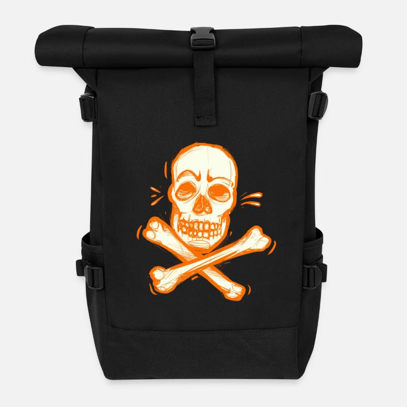 Toter Piraten-Schädel - Rolltop Rucksack - Schwarz