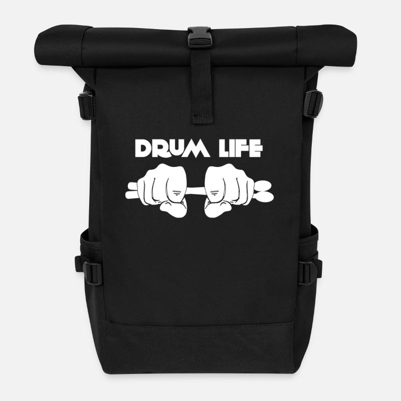 Drummer - Drummer - Drumsticks - Gift - Roll Top Backpack - black