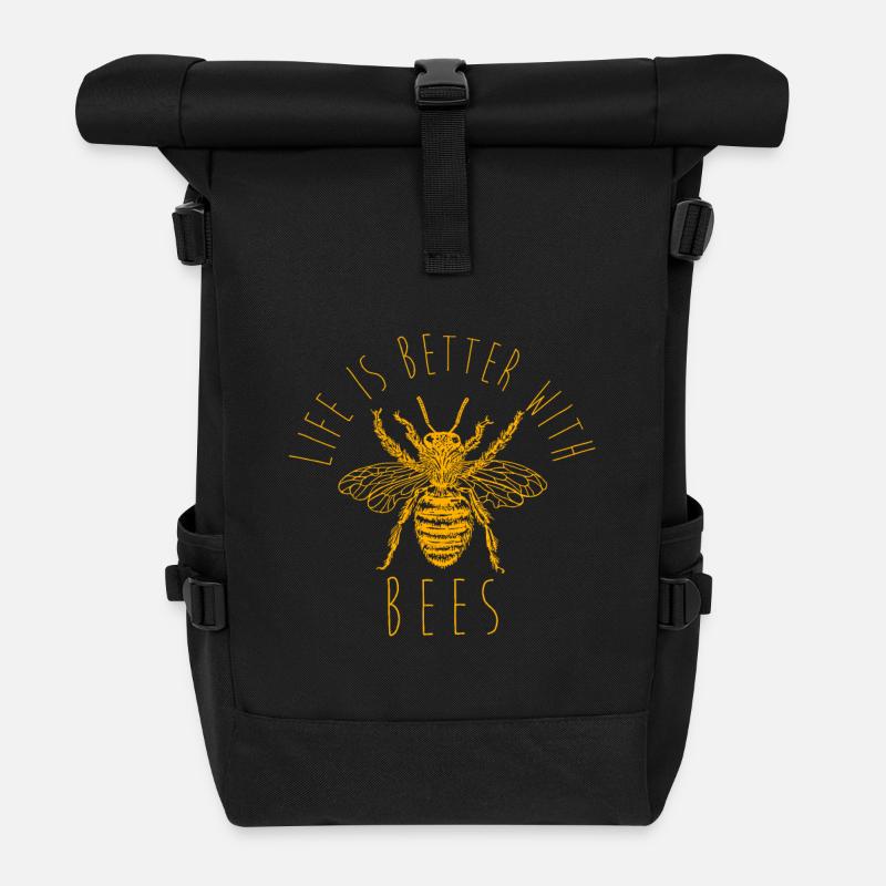 Bienen Imker Geschenk - Rolltop Rucksack - Schwarz
