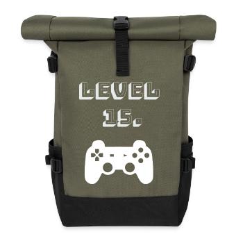 15 Birthday Gift Idea Gaming Geek - 15 Years - Roll Top Backpack - olive/black - Front