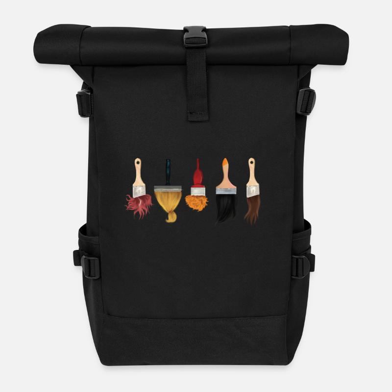 Frisierbürsten | Haarbürsten Künstler - Rolltop Rucksack - Schwarz