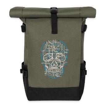 Electric Electronic Skull Totenkopf - Rolltop Rucksack - Olive/Schwarz - Vorne
