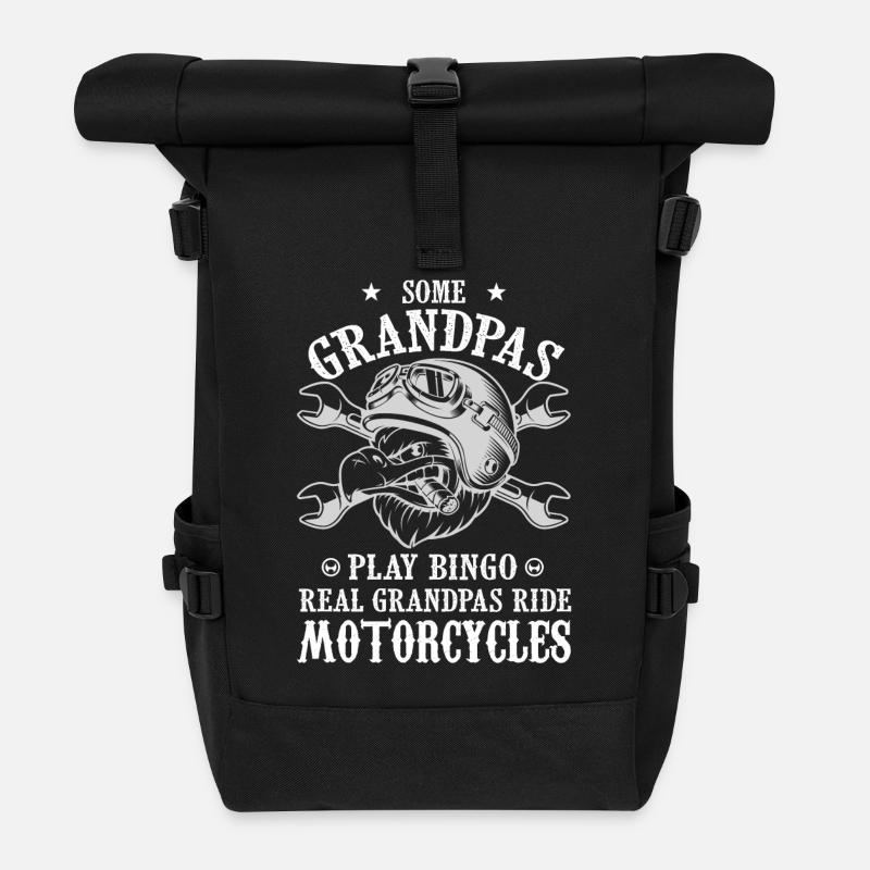 Some Grandpas ... Grandfather Motorcycle Gift - Roll Top Backpack - black