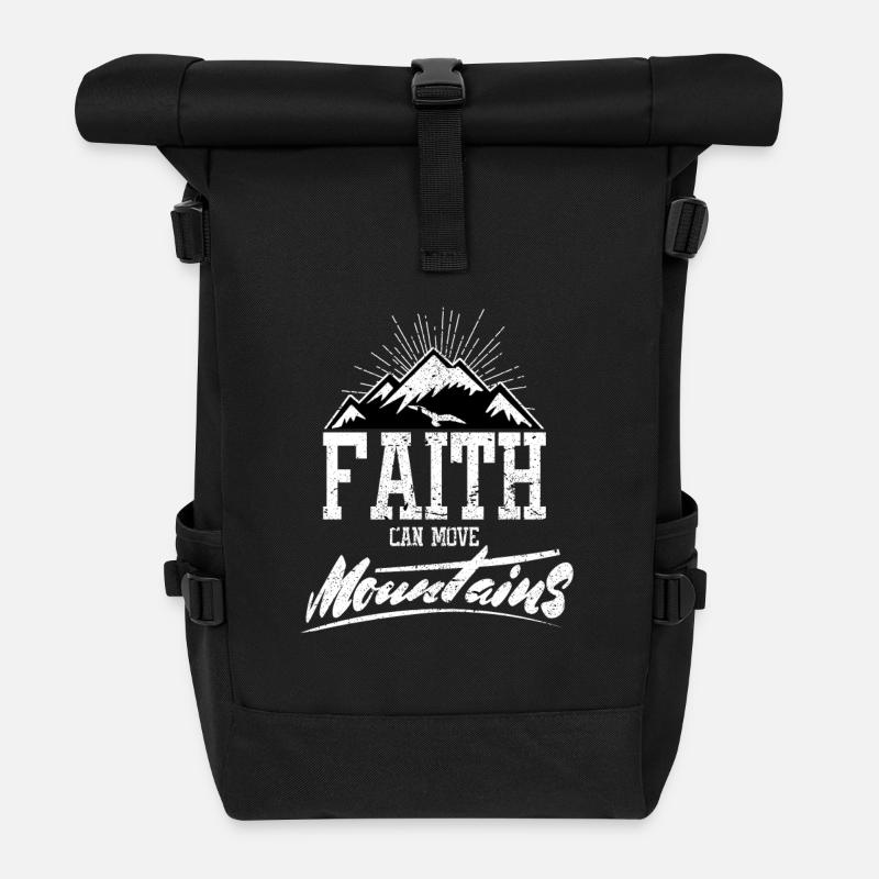 Faith Can Move Mountains - Rolltop Rucksack - Schwarz