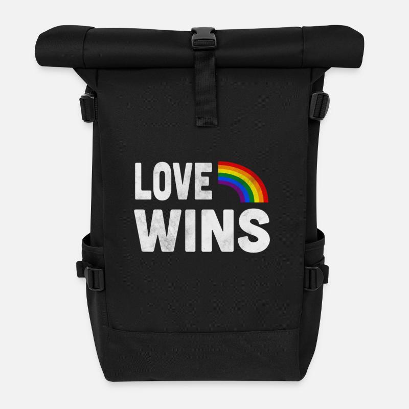 LGBT Pride Regenbogenfarbe Liebe gewinnt Gay Pride - Rolltop Rucksack - Schwarz