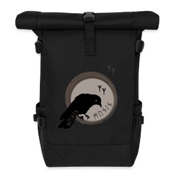 The ravens of Odin symbol Hugin and Munin - Roll Top Backpack - black - Front
