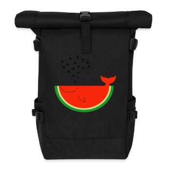 Watermelon Whale - Rolltop Rucksack - Schwarz - Vorne