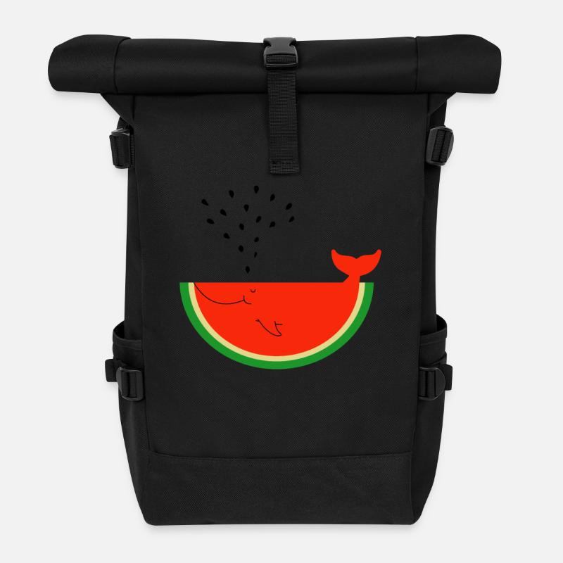 Baleine de pastèque - Sac à dos roll top - noir