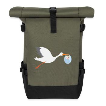 funny animals plants fruit vegetables children's motifs - Roll Top Backpack - olive/black - Front