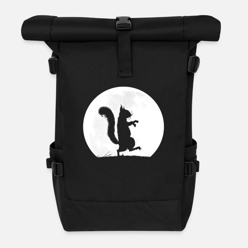 The Squirrel And The Full Moon - Rolltop Rucksack - Schwarz