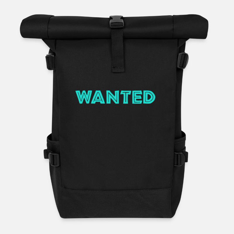 Wanted, wanted, asked, wanted - Roll Top Backpack - black