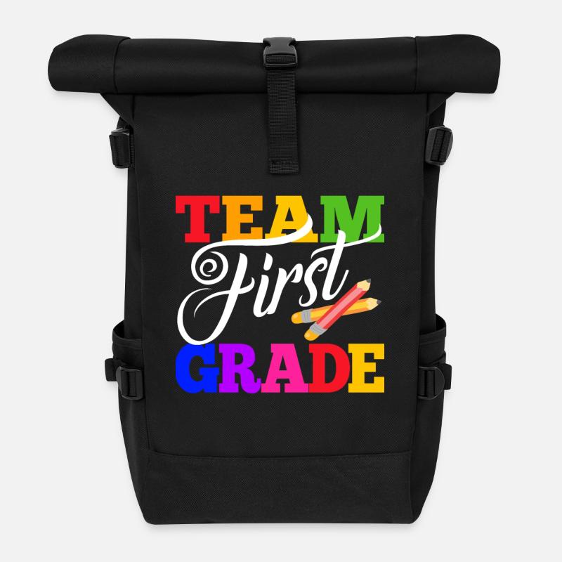 Team 1st 1st Grade Back to School - Roll Top Backpack - black
