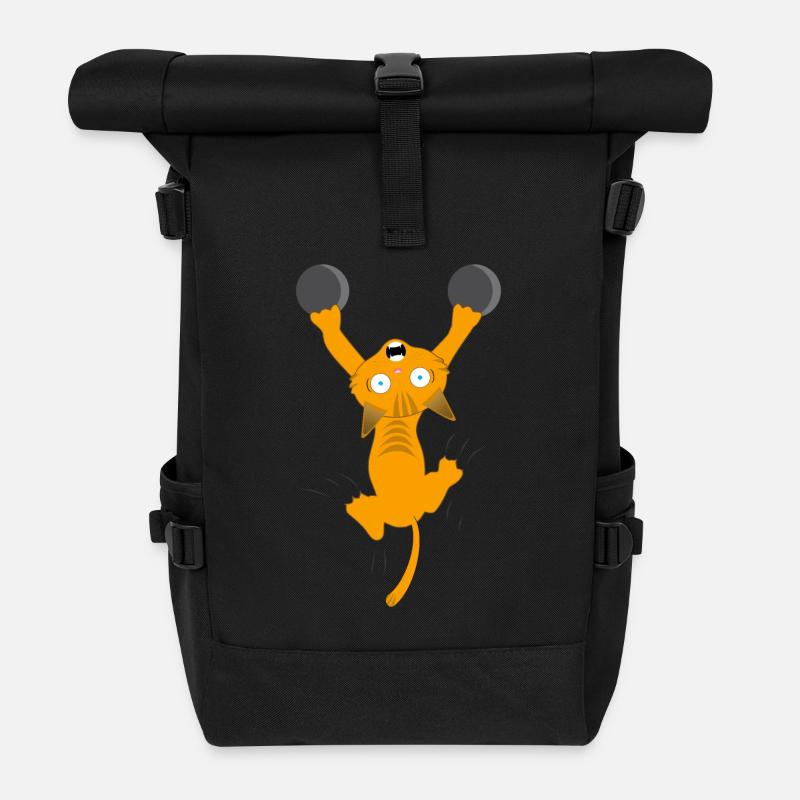 fallende Katze lustig Liebe cooles Geschenk - Rolltop Rucksack - Schwarz