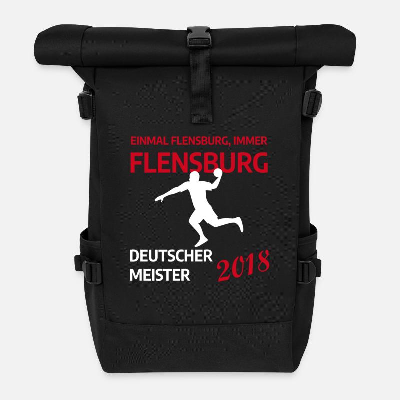 Flensburg Handball Deutscher Meister 2018 - Rolltop Rucksack - Schwarz