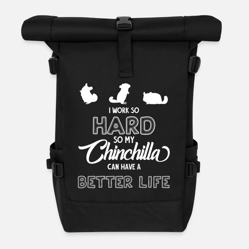 Chinchilla - chinchillas - chinchilla - Roll Top Backpack - black