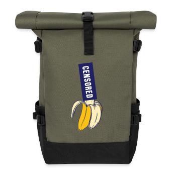 Banana Gift Food Porn Censored Shirt - Roll Top Backpack - olive/black - Front