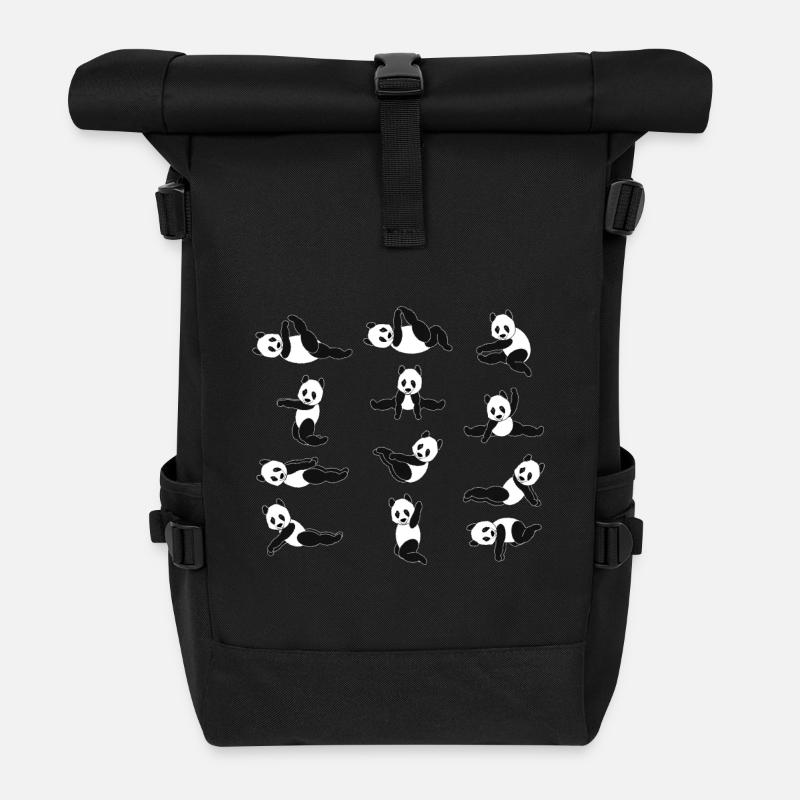 Pandas doing Yoga - Rolltop Rucksack - Schwarz