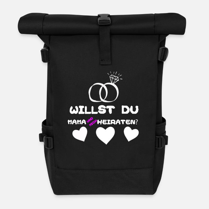 Willst du Mama und mich heiraten? - Rolltop Rucksack - Schwarz