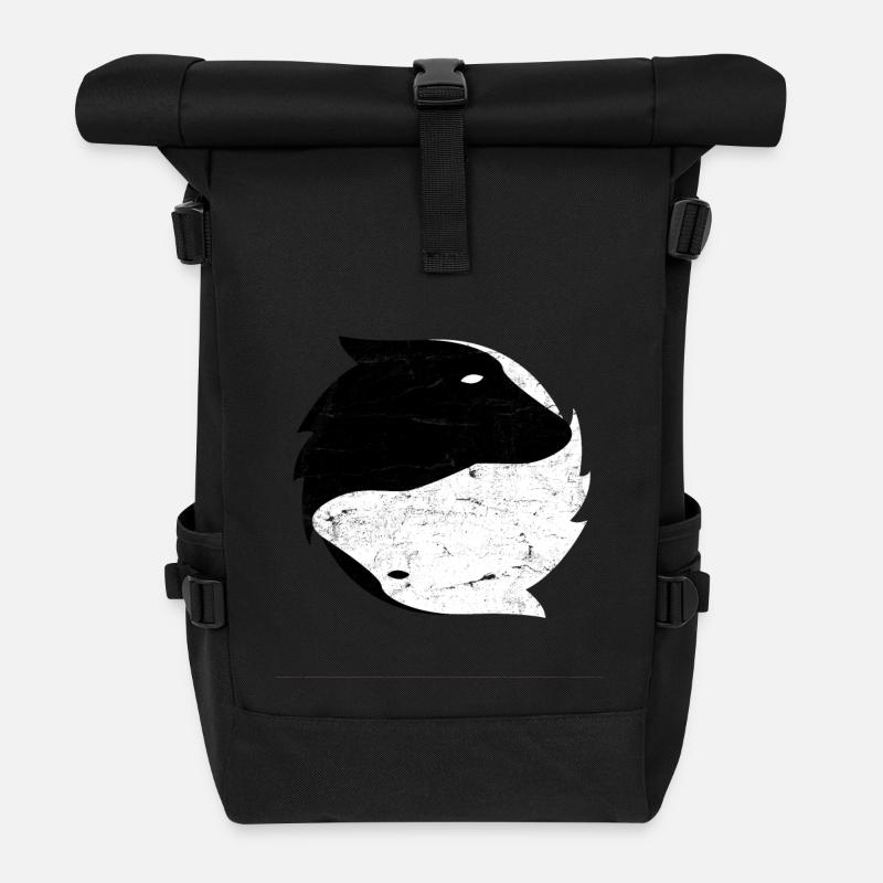 Yin Yang Wolf Chien - Cadeau - Sac à dos roll top - noir