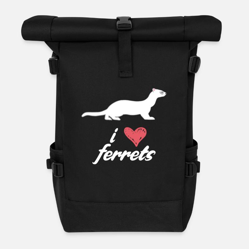 Frettchenfreund - Frettchen - Ich liebe Frettchen - Rolltop Rucksack - Schwarz