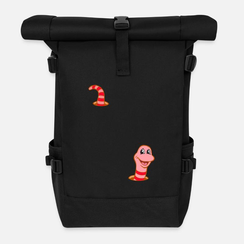 Wurm im Wurmloch - Rolltop Rucksack - Schwarz
