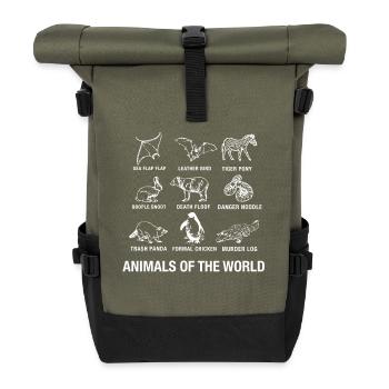 animaux - Sac à dos roll top - olive/noir - Devant