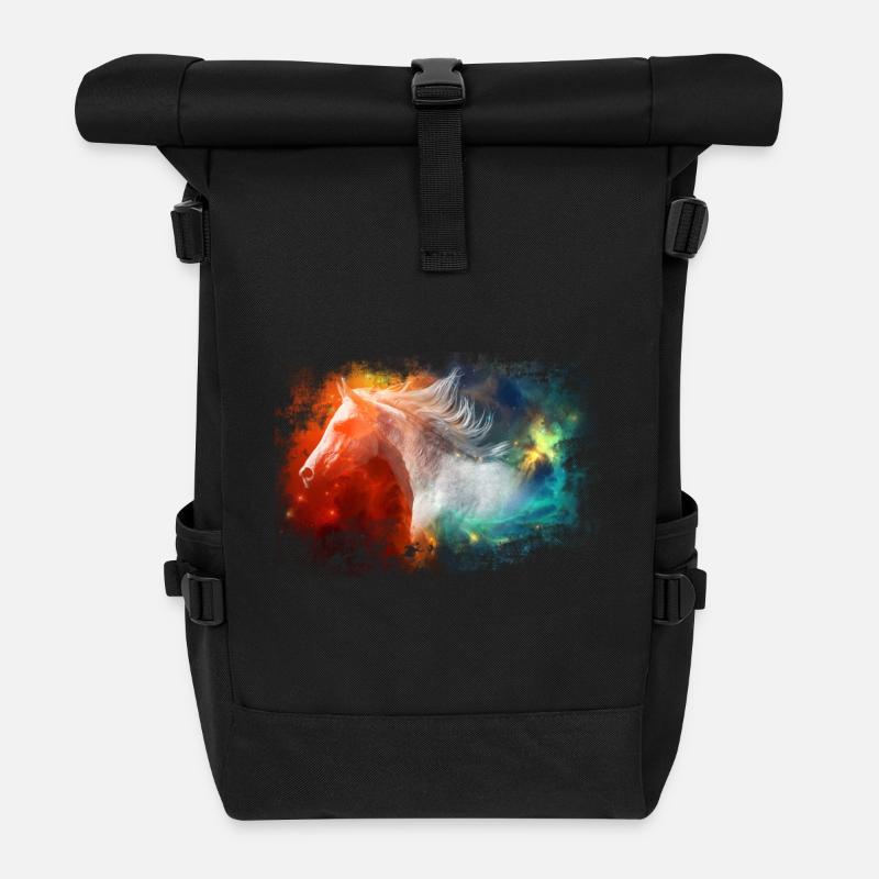 Pferd - Rolltop Rucksack - Schwarz