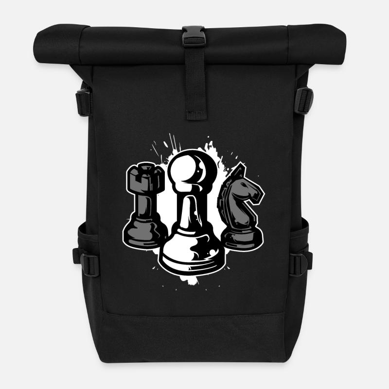 Schachfiguren - Sport Geschenk - Rolltop Rucksack - Schwarz