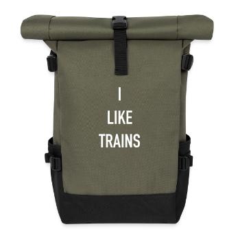 J’aime les jeux en ligne de trains ringard - Sac à dos roll top - olive/noir - Devant