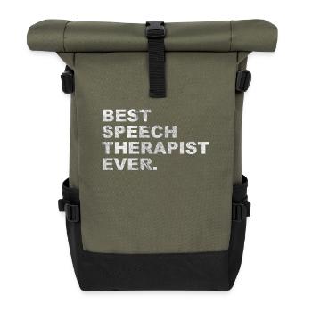 Bester Sprachtherapeut aller Zeiten Geschenk - Rolltop Rucksack - Olive/Schwarz - Vorne