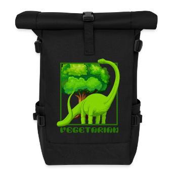Dinosaur Brachiosaurus - Roll Top Backpack - black - Front