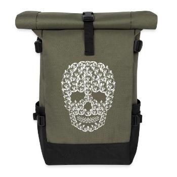 Cats Kitty pet tomcat skull gift - Roll Top Backpack - olive/black - Front