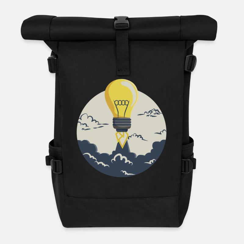 Glühbirne Rakete, für Entrepreneure und Startups - Rolltop Rucksack - Schwarz