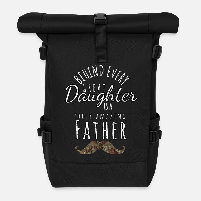 Father and daughter design - Roll Top Backpack - black